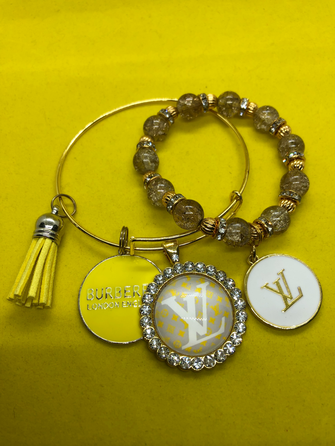 yellow bangle set w/burberry